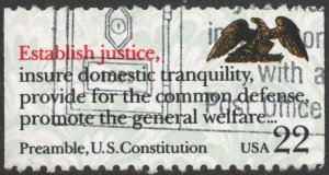 SC#2357 22¢ Constitution Booklet Pane Single (1987) Used