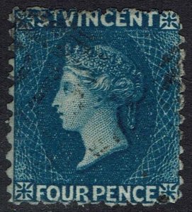 ST VINCENT 1875 QV 4D WMK SMALL STAR SIDEWAYS PERF 11 TO 12.5 USED