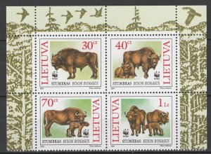 Lithuania 1996 WWF Fauna, animals 4 MNH stamps 