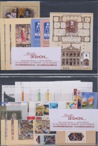2008 Vatican, New stamps, complete vintage 29 values + 6 sheets + 1 booklet - MN