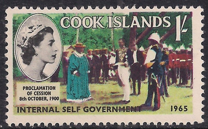 Cook Islands 1965 QE2 1/-d Self Government MM SG 177 ( M1394 )