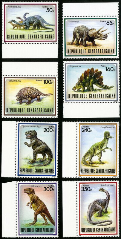 Central Africa Stamps MNH XF Dinosaur set