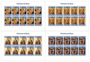 Mozambique - 2021 Christmas Paintings - 4 10 Stamp Sheets - MOZ210310f