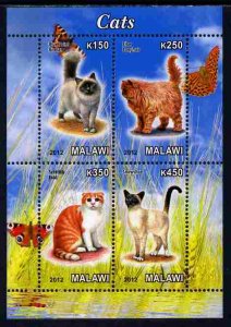 MALAWI - 2012 - Domestic Cats - Perf 4v Sheet - MNH - Private Issue