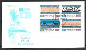 PALAU 1983 Inauguration of Postal service First Issue Set Sc 1-4 Cachet FDC