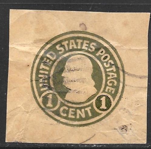 USA U428: 1c Franklin, die 1, cut square, used