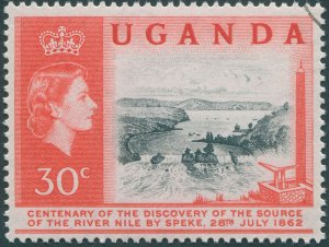 Uganda 1962 30c black & red SG95 CTO