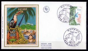 France 1976  Guyana/Butterfly Single Luxury Silk FDC CAYENNE GUYANE