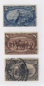3x United States Stamps #288-5c 289-8c 290-10c  Used Guide Value= $80.00 USA $