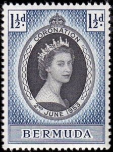 BERMUDA SC#142 QUEEN ELIZABETH II CORONATION (1953) MH