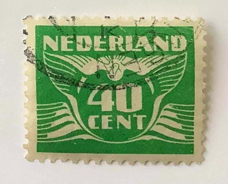 Netherlands 1941 Scott 243P used - 40c, Flying Dove, Numeral