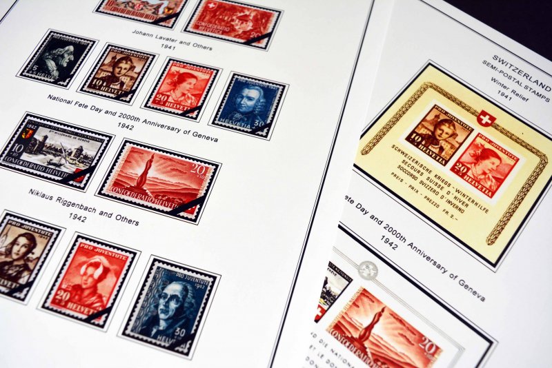 COLOR PRINTED SWITZERLAND 1843-2010 STAMP ALBUM PAGES (213 illustrated pages)