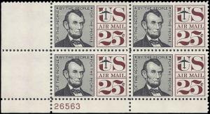 US #C59a 25¢ ABRAHAM LINCOLN MNH LL PLATE BLOCK #26563 DURLAND $5.00