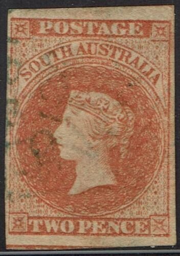 SOUTH AUSTRALIA 1856 QV 2D IMPERF ADELAIDE PRINTING USED
