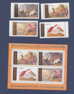 TANZANIA - Scott 306.309, 309a - MNH S/S - Rare Birds - 1986