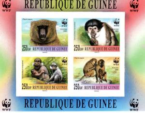 Guinea 2000 WWF Mangabey & Baboon S/S Imperforated MNH VF Limited