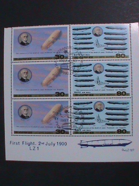 ​KOREA-1987- SC#2661-2-ZEPPELIN & DIAGRAMS OF AIRSHIPS CTO LARGE BLOCK VF