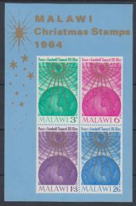 XG-D638 MALAWI - Christmas, 1964 Peace And Goodwill Towards All Men MNH Sheet