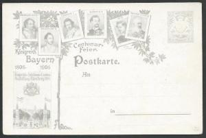 GERMANY BAVARIA 1906 2pf Centenary postcard fine unused....................58023