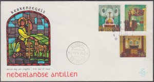 NETHERLANDS ANTILLES # 324-6 FDC SET of 3 PLACES of WORSHIP incl PUNDA SYNAGOGUE