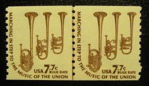 Scott 1614, 7.7 cent Saxhorns, Line Pair, MNH Americana Coil Beauty