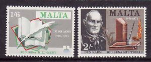 Malta-Sc#423-4- id6-unused NH set-Book & Pens-1971-