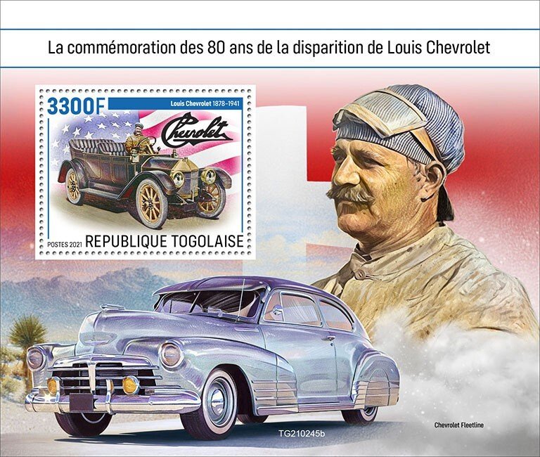 TOGO - 2021 - Louis Chevrolet - Perf Souv Sheet - Mint Never Hinged
