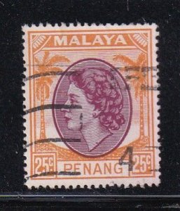 Malaaya Penang 1954 Sc 38 25c Used