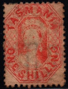 1864 Australia Tasmania Sc #34 double lined numeral 1 wmk P.11.5 Mint no gum