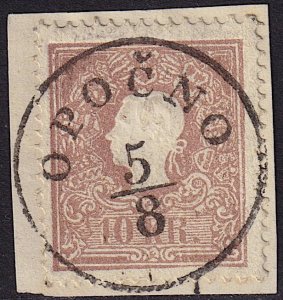 Austria - 1858 - Scott #10 - used on piece - s.o.n. OPOCNO pmk Czech Republic