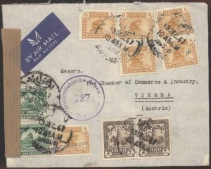 Iraq 1947 Baghdad Airmail Vienna Austria Censored Cover G109309