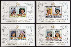 St.Lucia 1985 Queen Mother 85th.Birthday/Daisy Flowers 4 DELUXE SS