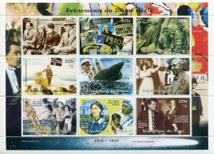 Niger JFK Stamps 1998 MNH WWI WW1 Titanic Halley's Comet Mother Teresa 9v M/S