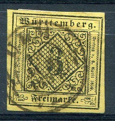 Wuerttemberg  Mi #2 Used Superb   Lakeshore Philatelics