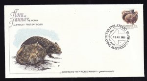 Flora & Fauna of the World #133d-stamp on FDC-Animals-Queensland Hairy Nosed Wom