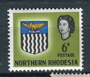 RHODESIA; NORTHERN 1963 early QEII COST OF ARMS issue mint hinged 6d. value