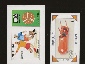 GB Local Eynhallow 1974 & 84  miniature sheets Football & Winter Oly  MNH