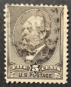 US #205 Used F/VF 5c Garfield 1882 SCV~$15 [G24.3.1]