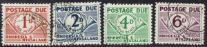 RHODESIA AND NYASALAND 1961 POSTAGE DUE SET USED