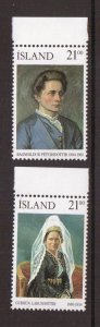 Iceland   #696-697  MNH  1990  famous women