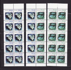 Palau 13a, 13b, 14a Booklet Panes MNH Marine Life, Fish