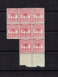 Samoa: 1898, 0ne Shilling Rose, perforation 11, block of 8 MNH