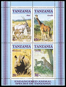 Tanzania 322a, MNH, Endangered Wildlife souvenir sheet