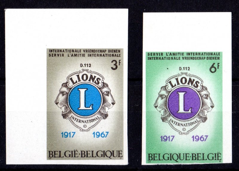 Belgium 1967 Sc#679/680 LIONS CLUB INTERNATIONAL Set (2) IMPERFORATED MNH