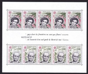 Monaco 1228a MNH 1980 Marcel Pagnoi & Colette EUROPA Souvenir Sheet of 10
