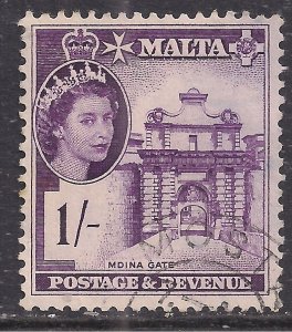 Malta 1956 QE2 1/- Mdina Gate used SG 276 ( E1320 )