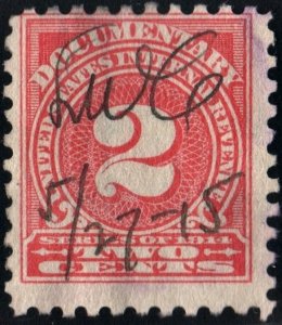 R208 2¢ Documentary Stamp (1914) Used