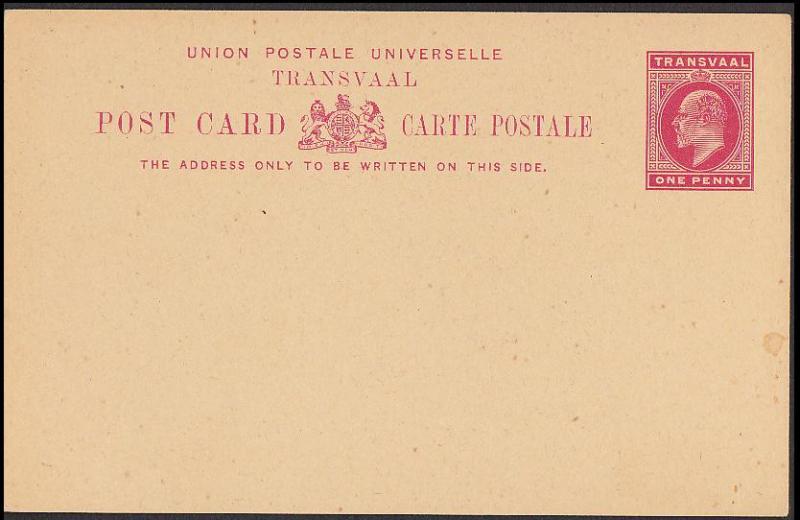 Transvaal Post Card Edward VII Red