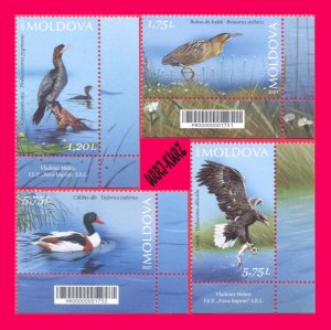 MOLDOVA 2021 Nature Fauna Birds Cormorant Bittern Duck Eagle 4v MNH