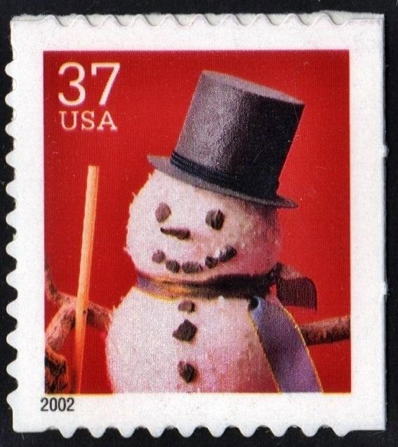 SC#3691 37¢ Snowmen Booklet Single (2002) SA